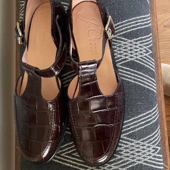 J. Crew Dark Brown Winona cutout loafers in Italian croc-embossed leather - Picture 3 of 5